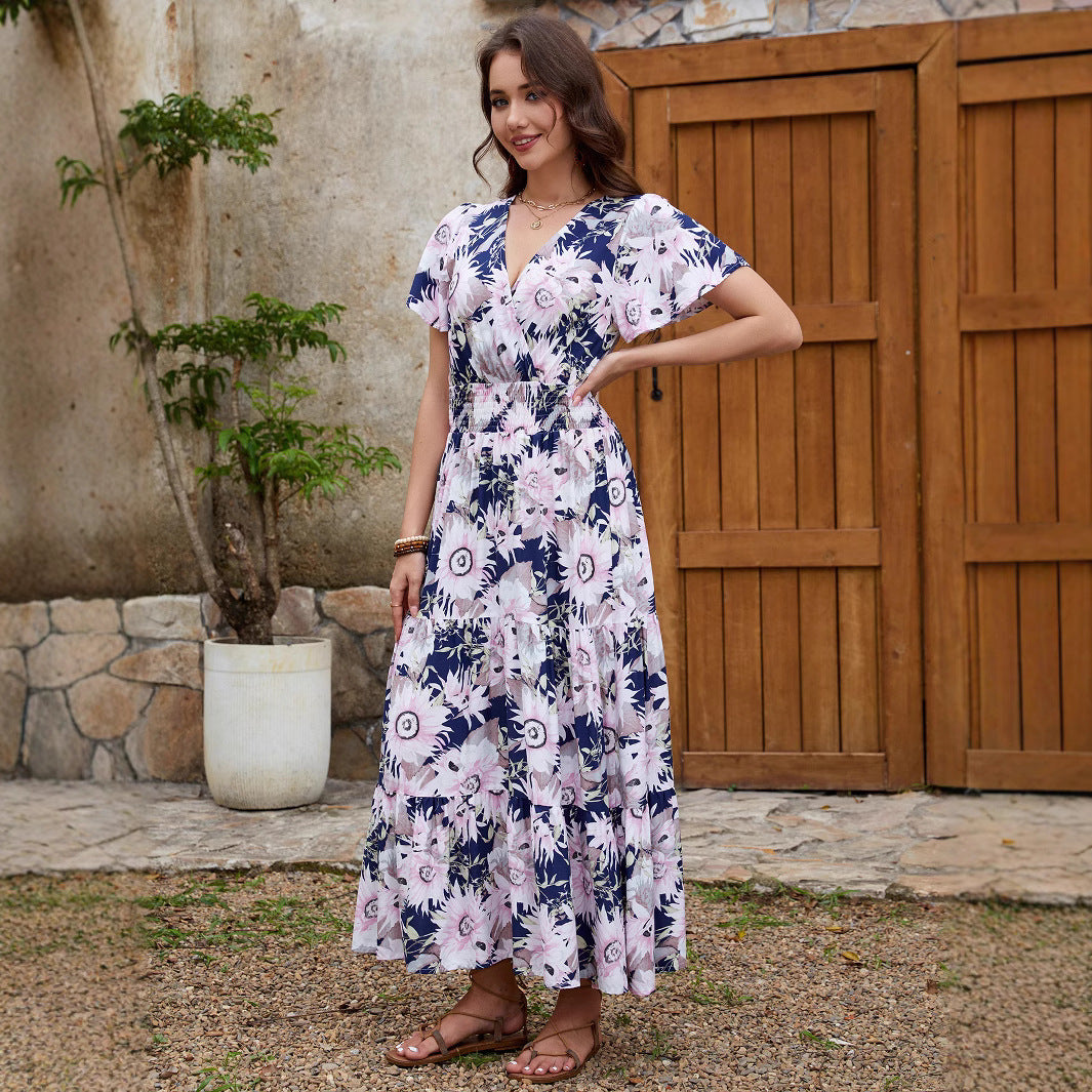 Femme Floral Print High-Low Maxikjole Stilla
