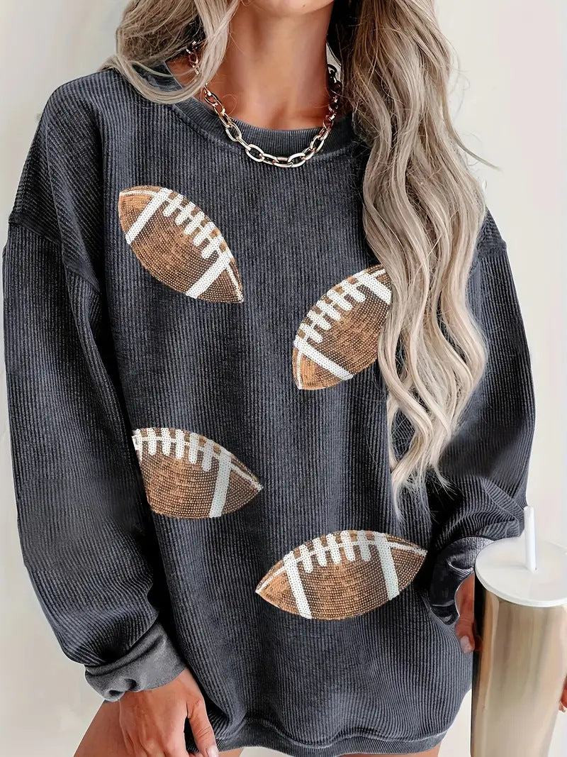 Dame Casual Sweater med sporty Fodbold-design Stilla