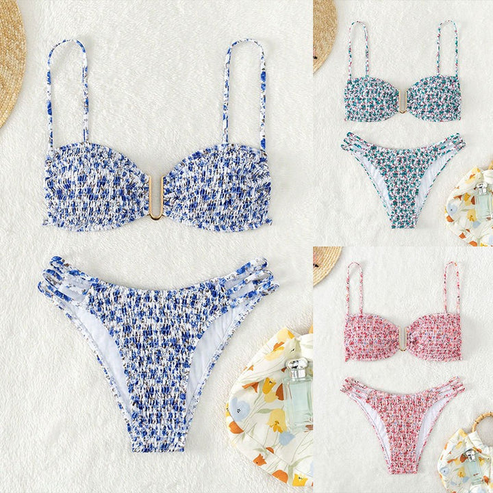 Dame triangel-bikini med støttefunktion og dekorativt guldsmykke Skovae