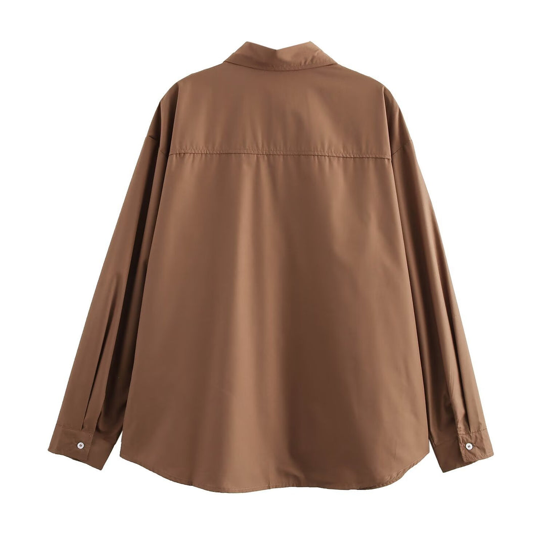 Femme Utility Button-Up Skjorte med Lomme Detaljer Stilla
