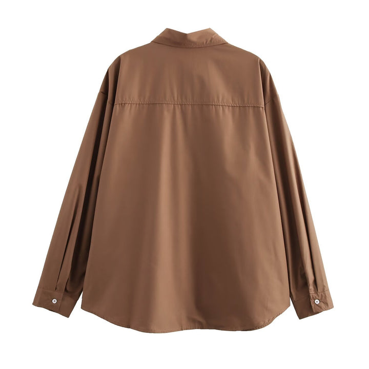Femme Utility Button-Up Skjorte med Lomme Detaljer Stilla