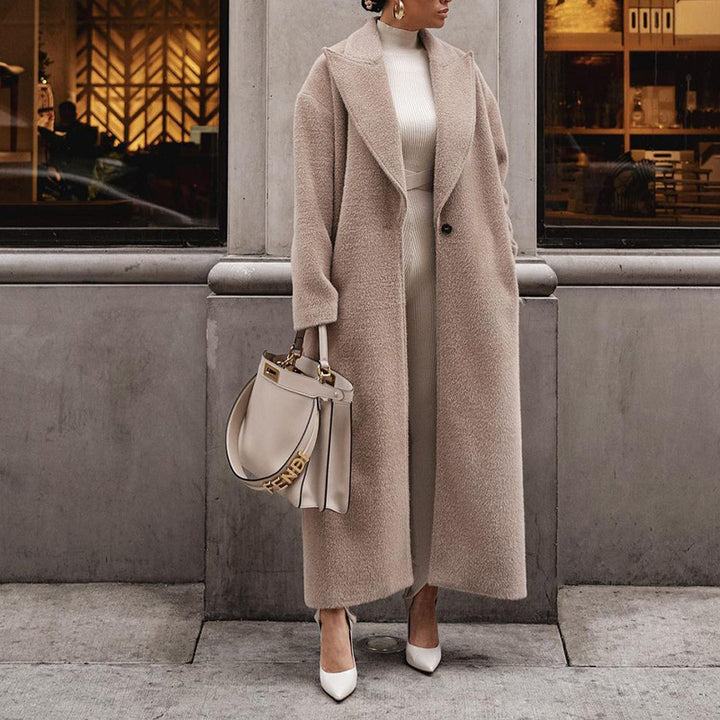 Dame Elegant uldfrakke med oversized snit og stort revers Stilla