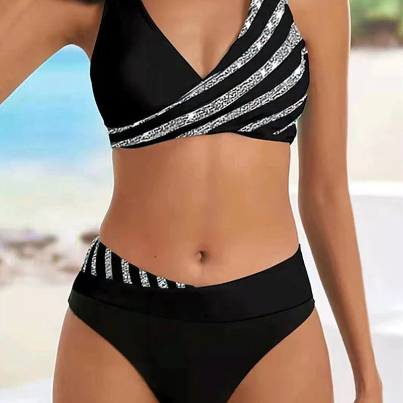 Dame Bikini-sæt med asymmetrisk top og moderne indviklingsdesign Skovae