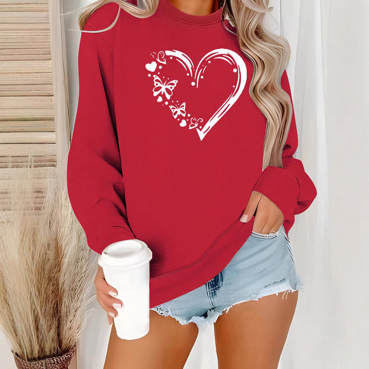 Dame sweatshirt med kreativt hjerte- og sommerfugledesign Stilla