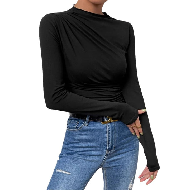 Dame figurformende longsleeve top med rynke Stilla