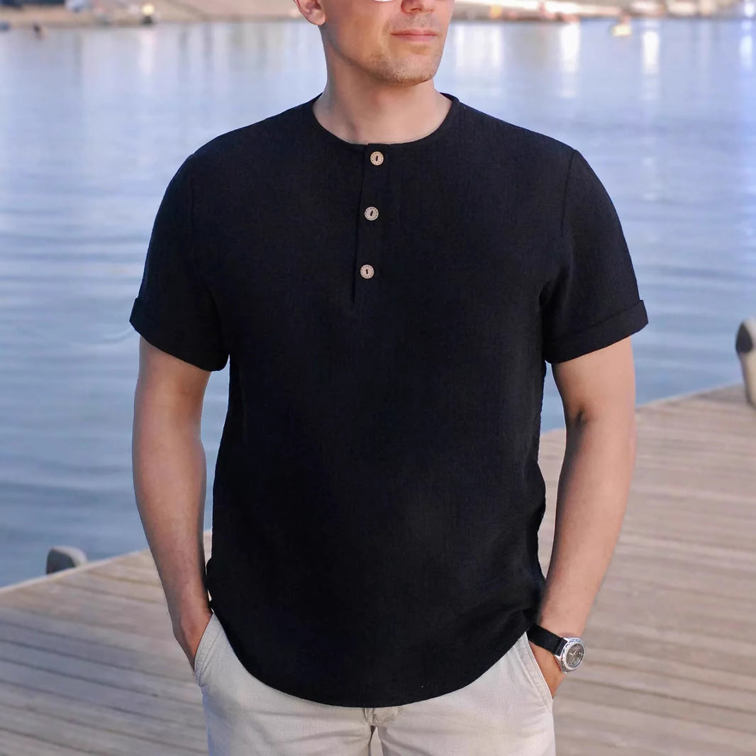 Herren Kortærmet Henley T-Shirt Stilla
