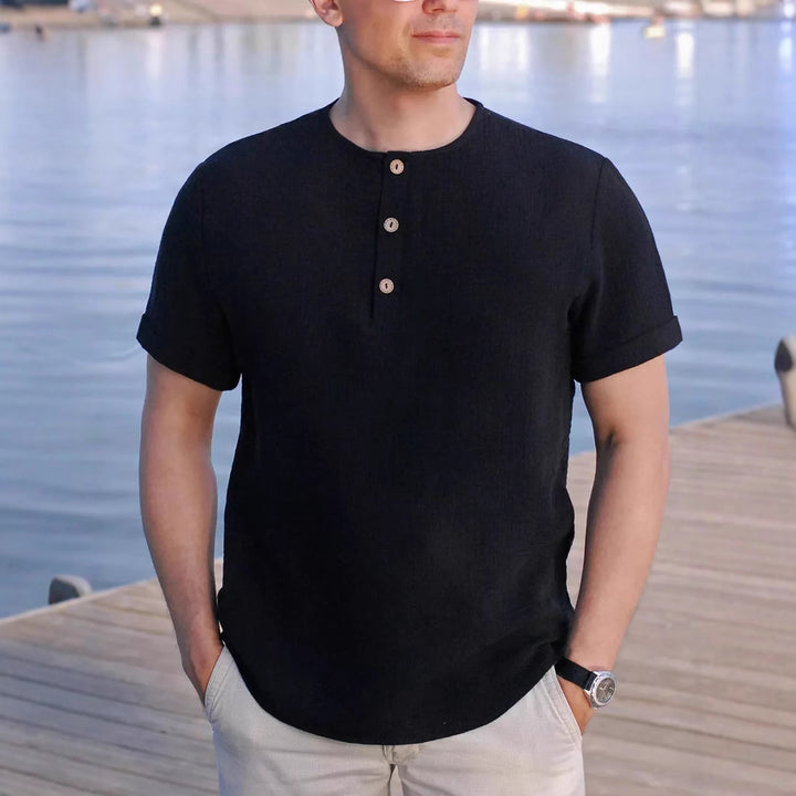 Herren Kortærmet Henley T-Shirt Stilla
