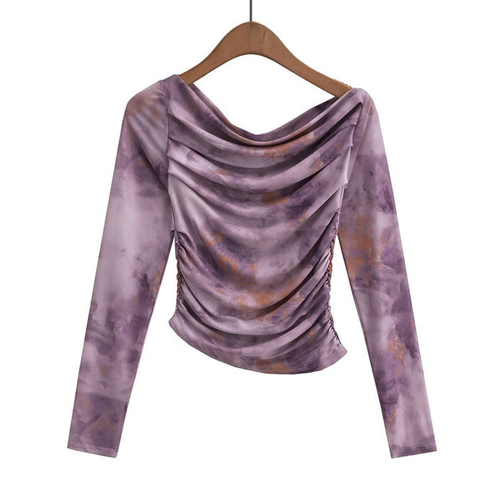 Kvindernes elegante langærmede top med samlet design Stilla