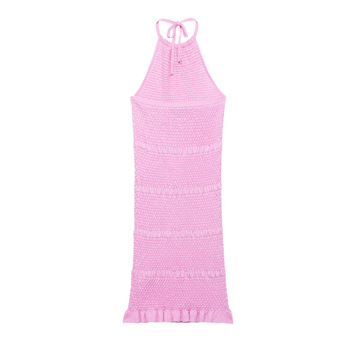 Femme Halter Neck Hækle Cover-Up Kjole Stilla