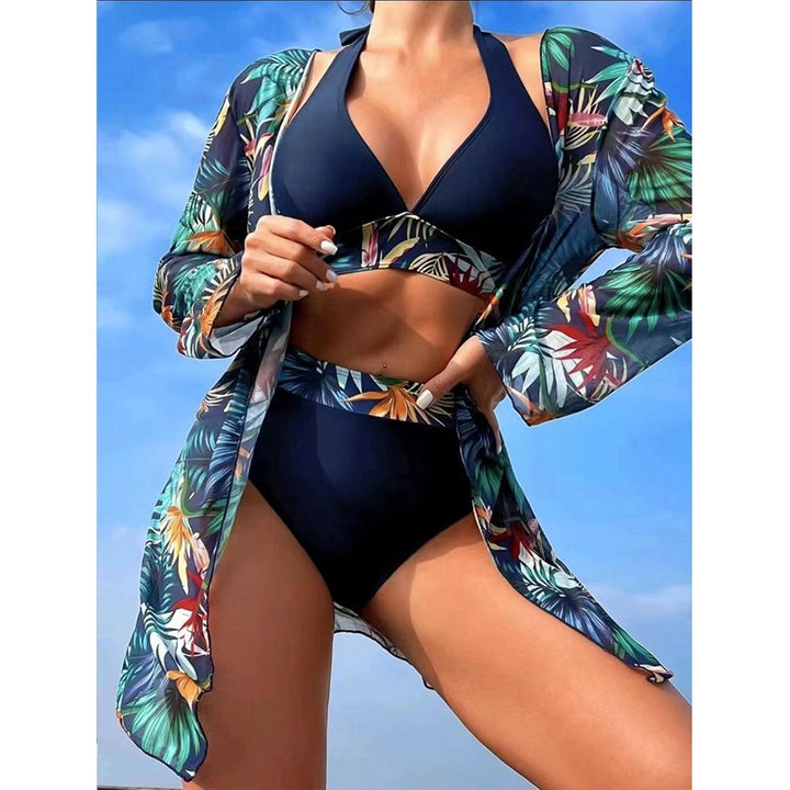 Dame bikini-sæt med stilfuld kimono og høj talje trusser Stilla
