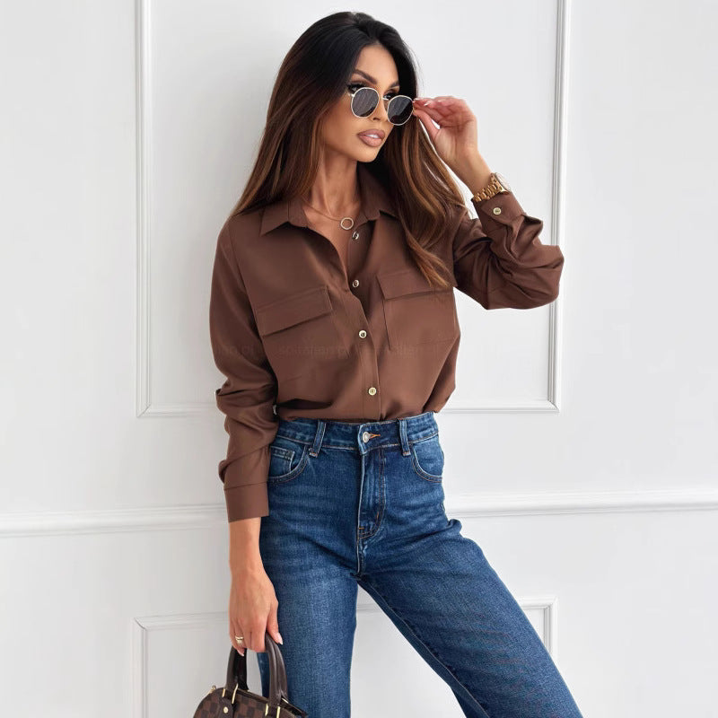 Dame Elegant og moderne longshirt med påsyede lommer Stilla