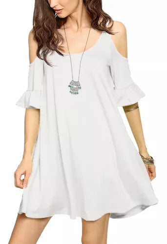 Dame Off-Shoulder Kjole med Ruffle Detaljer Stilla