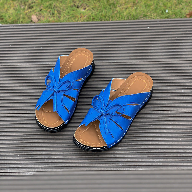 Dame Komfortable Slip-On Sandaler med modigt Sløjfe-Design Stilla