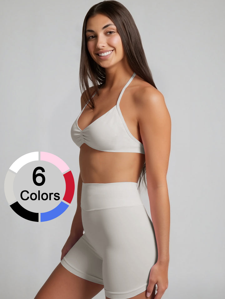 Dame Sporty bikini sæt med højt skårne shorts og elastisk støtte Skovae