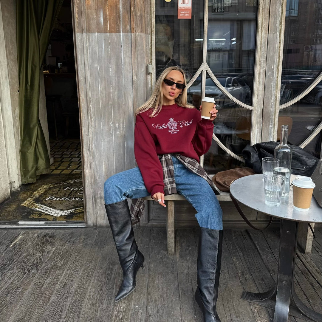 Dame sweatshirt i sporty luksusdesign med stilfuldt logo Stilla