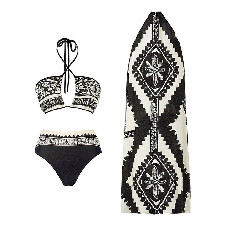 Dame bikini-sæt med stilfuld bandeau-top og høj benudskæring Stilla