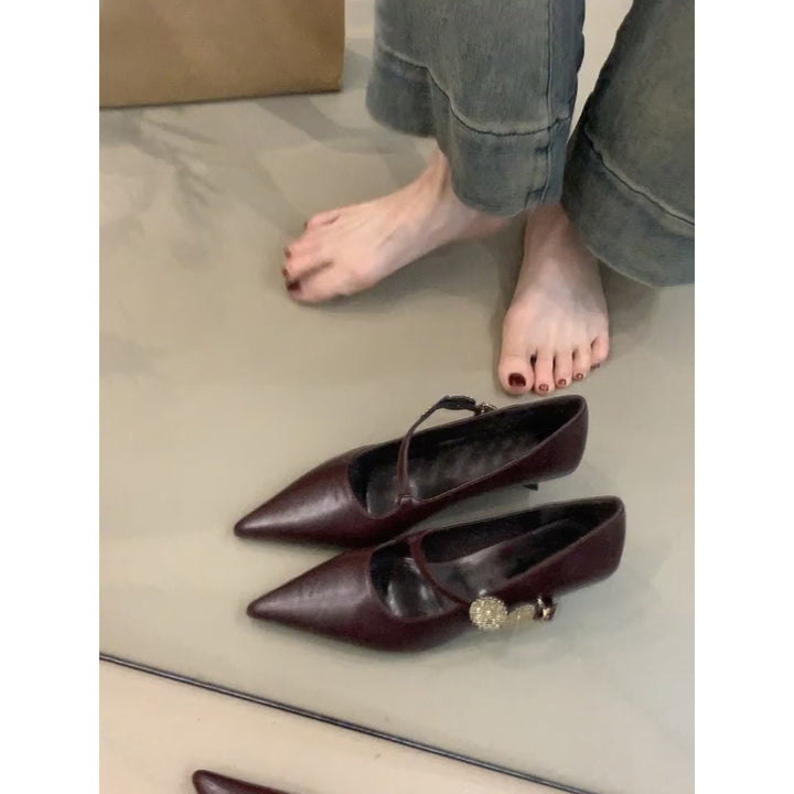 Kvinder Elegante Spidse Tå Ballerinas med Dekorativt Dobbelt Spænde Stilla
