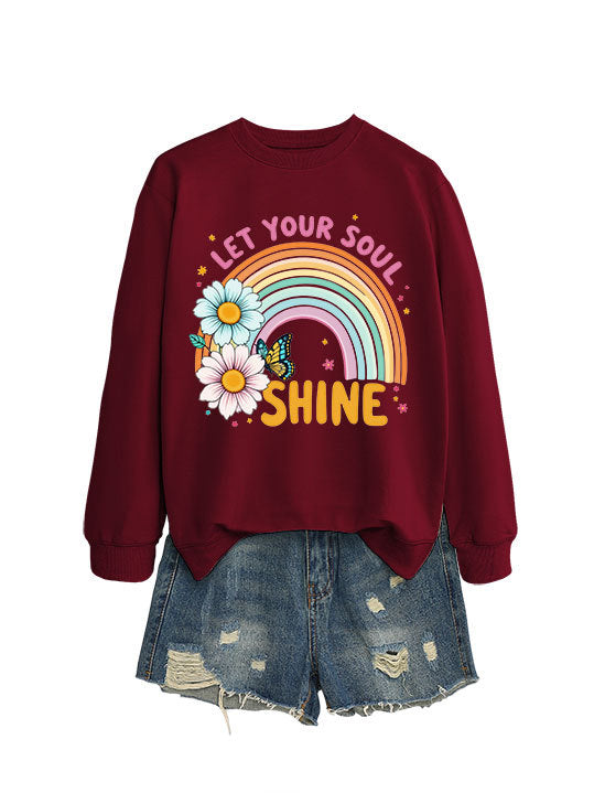 Kvinders sweatshirt med farverig gradient og blomster grafisk design Stilla