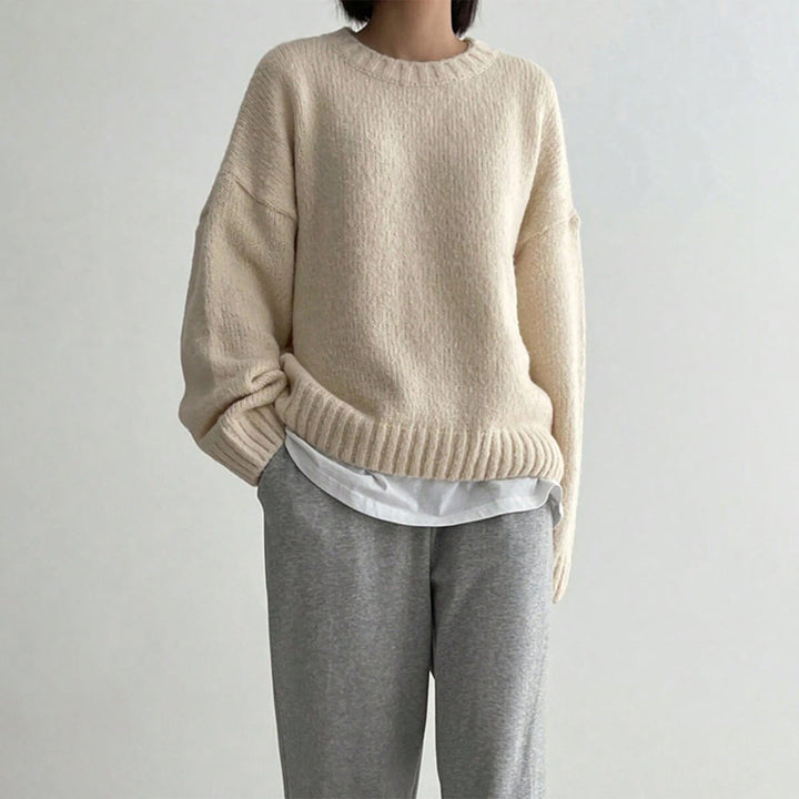 Stilla | Pullover Strikket Uld Plus Size Snit Rund Halsudskæring Ribdetaljer