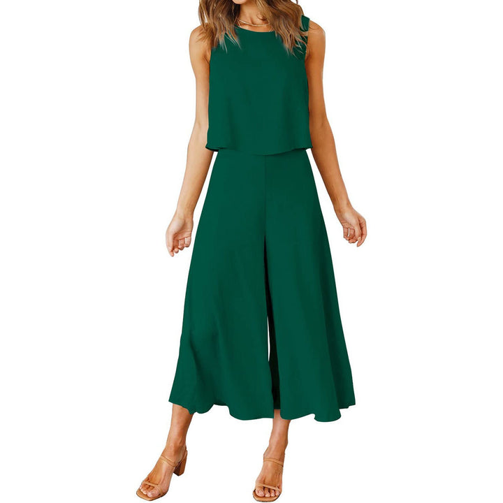 Dame afslappet jumpsuit med vidde ben og let overdel Skovae