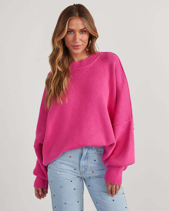 Dame Stor, afslappet sweater med stilfuldt ribmønster Stilla