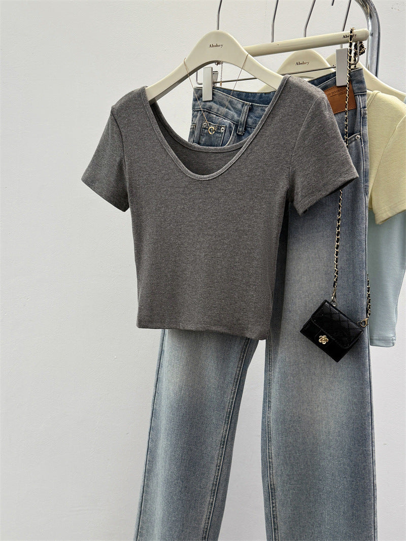 Femme Kortærmet Cropped T-Shirt Stilla
