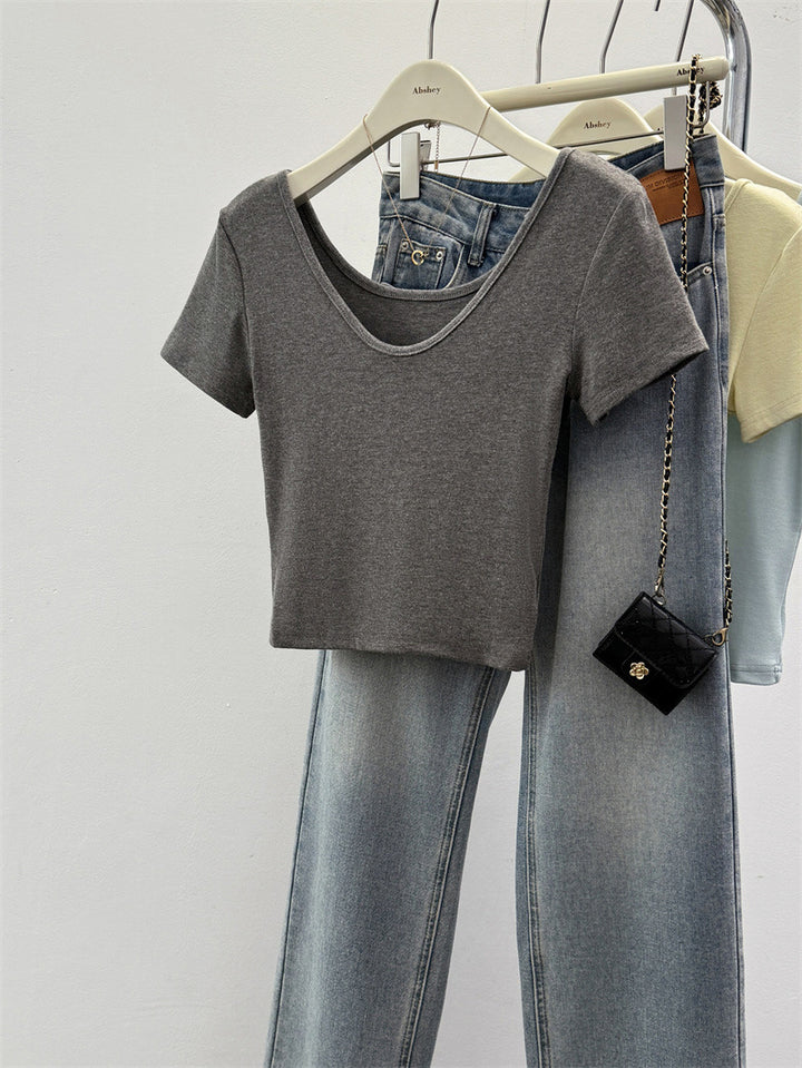 Femme Kortærmet Cropped T-Shirt Stilla