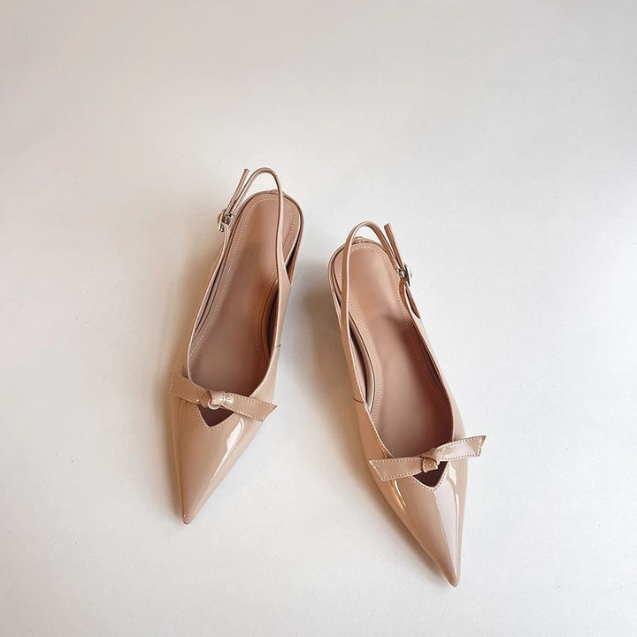 Dame Slingback Ballerinaer med spids tåparti og dekorativ bue Stilla