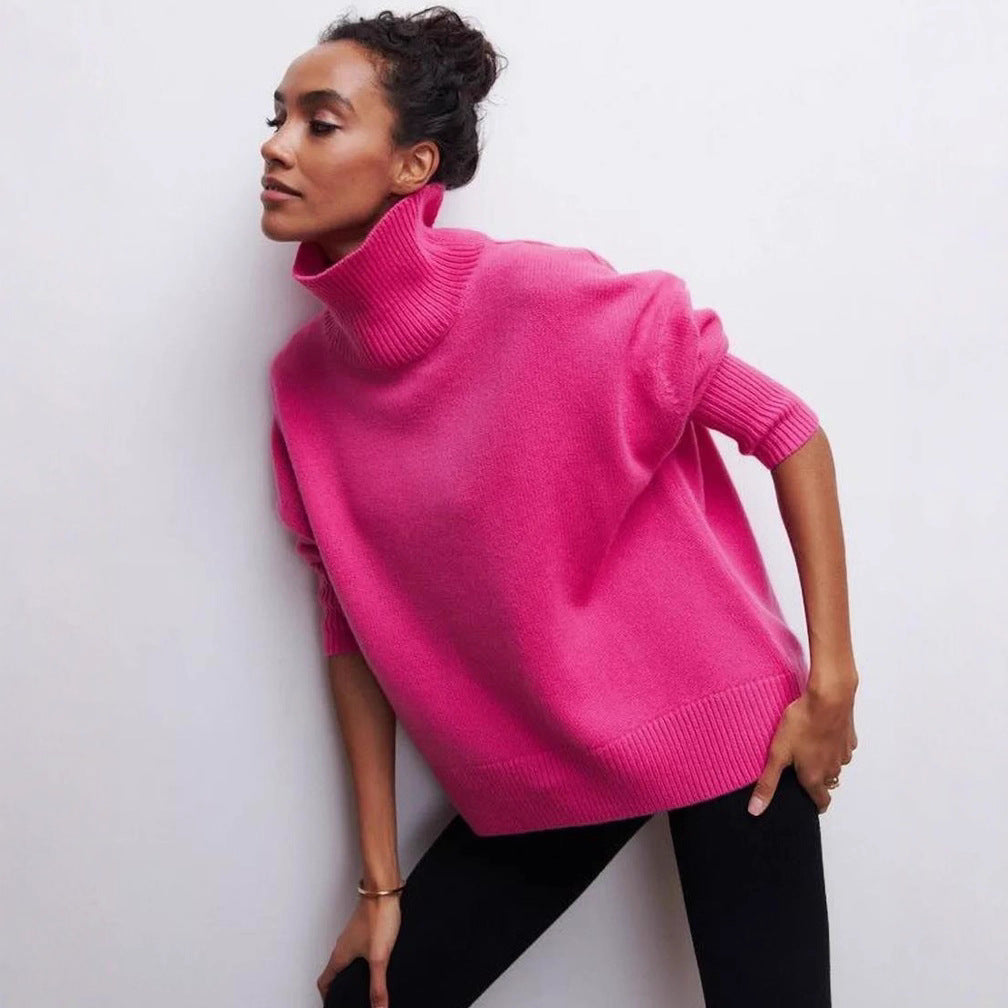 Dame Oversized Halskrave sweater lavet af blødt strik Stilla
