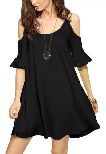 Dame Off-Shoulder Kjole med Ruffle Detaljer Stilla