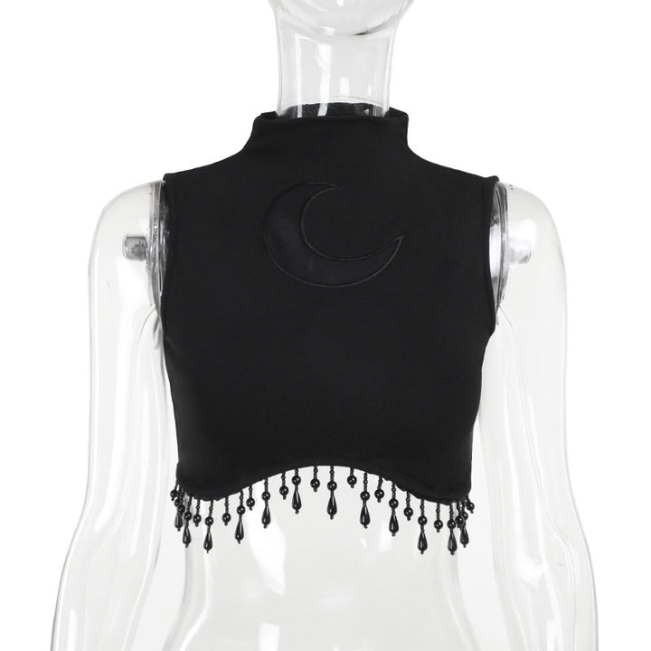 Dame elegant Crop-Top med perlepynt Skovae