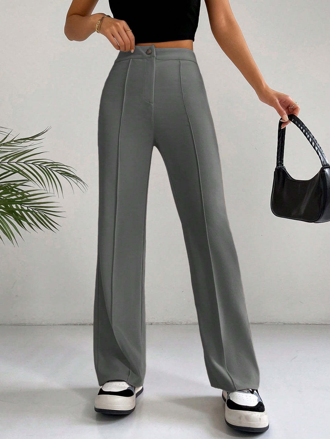 Dame Elegant High-Waist Buks med sidelommer og smalt snit Skovae