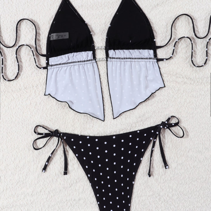 Dame Bikini-sæt med legende polka-dot mønster og justerbare stropper Skovae