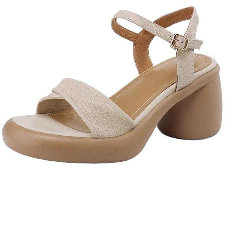Dame Elegant lukket plateau-sandaler med trendy blokhæl og justerbar rem Stilla