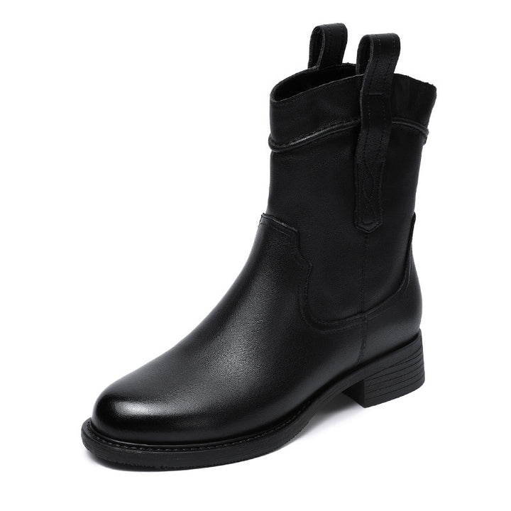 Dame Western Stil Læder Støvletter Stilla