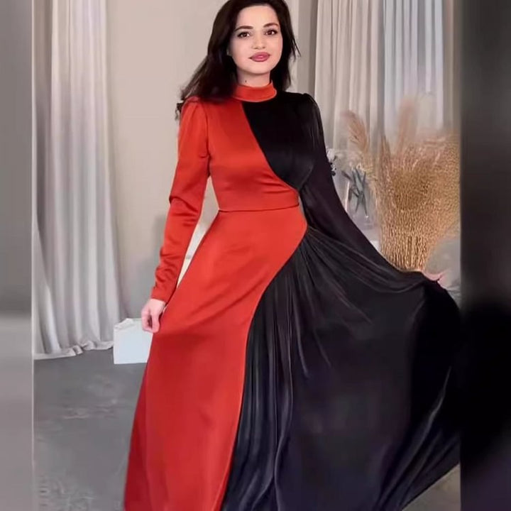 Dame elegant og asymmetrisk aftenkjole med plissé detaljer Skovae