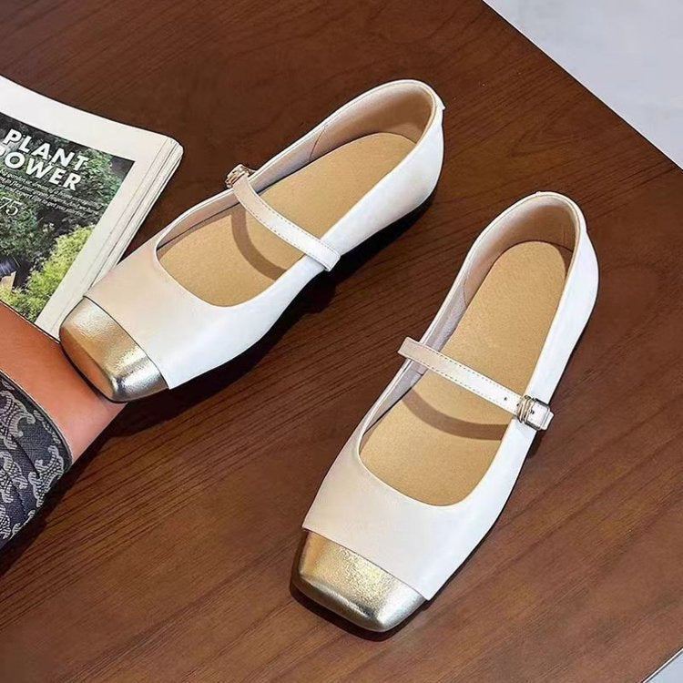 Dame elegante Ballerinas med moderigtige spænde lukning og stilfuldt glimmer element Stilla