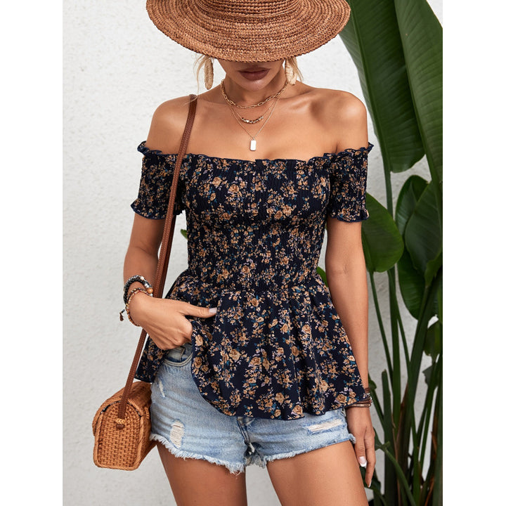 Dame blomstertrøje med peplum-design Skovae
