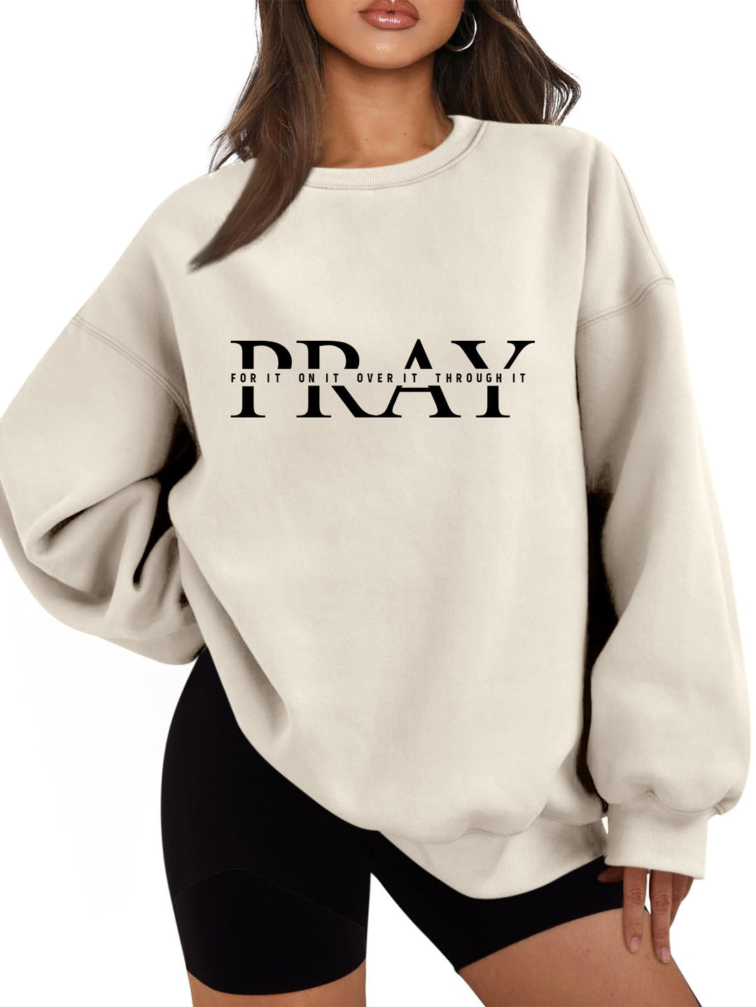 Kvinders sweatshirt med oversized snit og inspirerende print Stilla