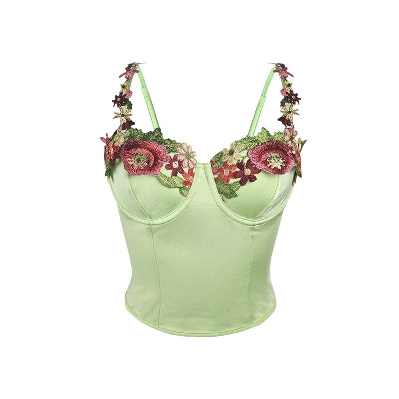 Dame Bustier med florale broderier og luksuriøs satin Stilla