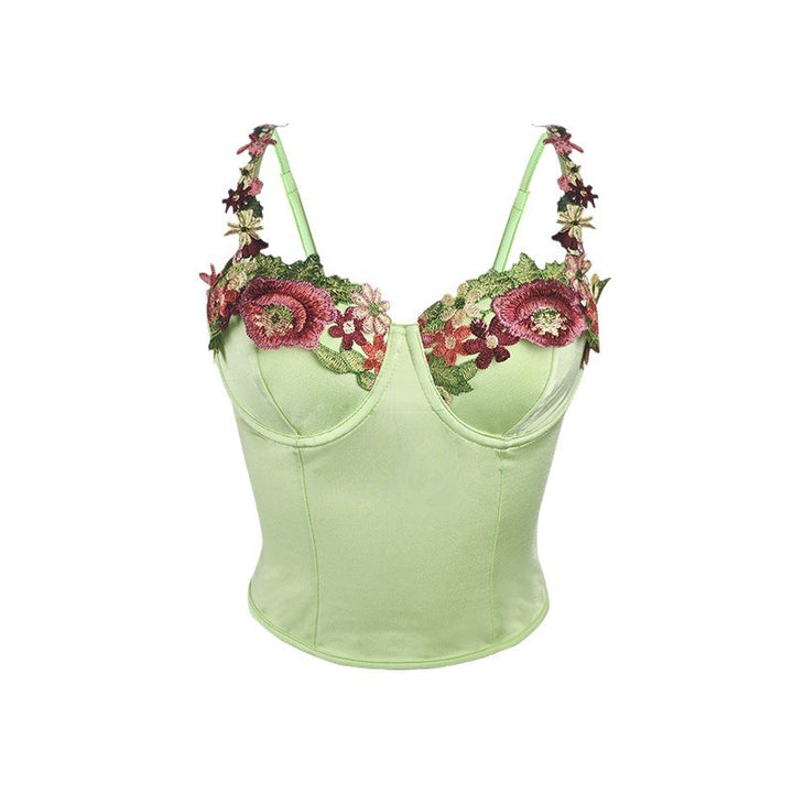 Dame Bustier med florale broderier og luksuriøs satin Stilla