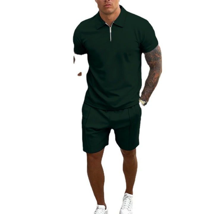 Herre fritid-zip-up polo og shorts sæt Stilla