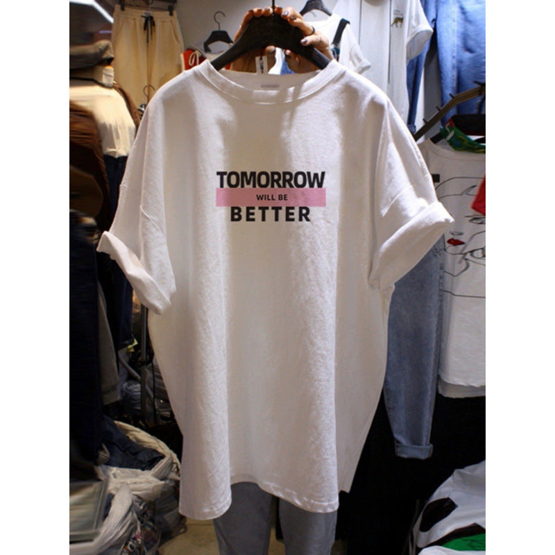 Dame Oversized T-Shirt med positivt citat og afslappet snit Stilla