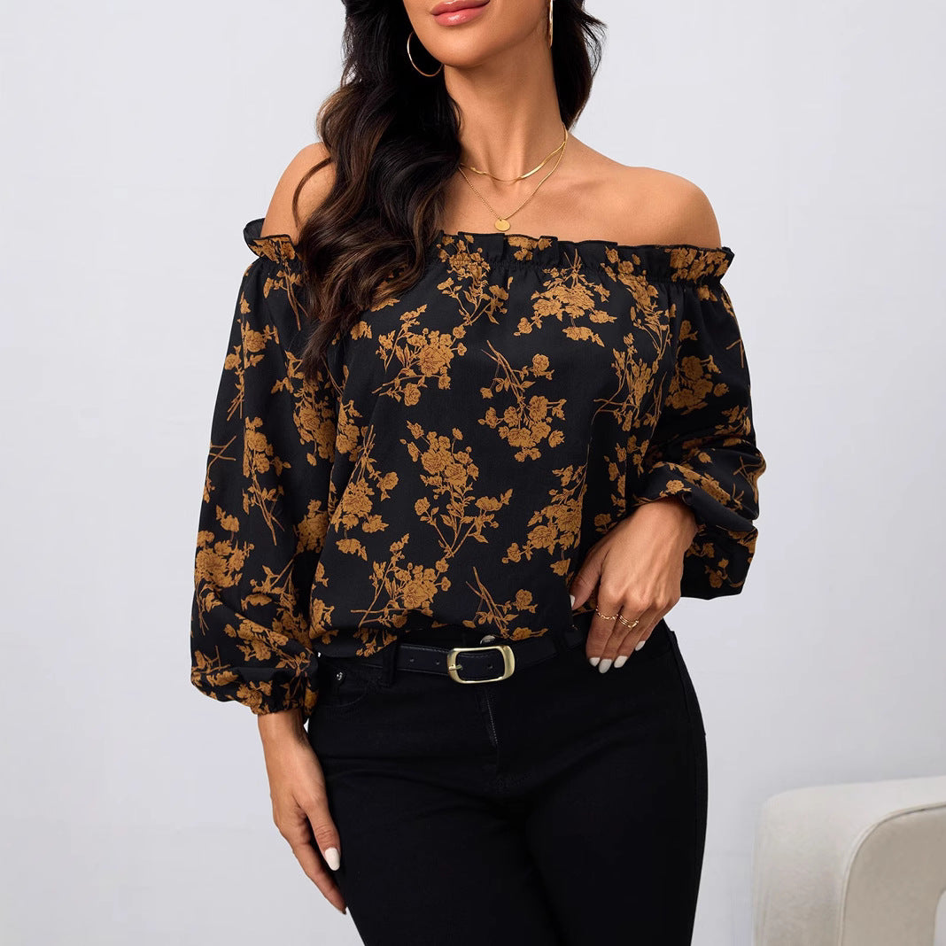 Dame Off-Shoulder Bluse med florale motiver Stilla