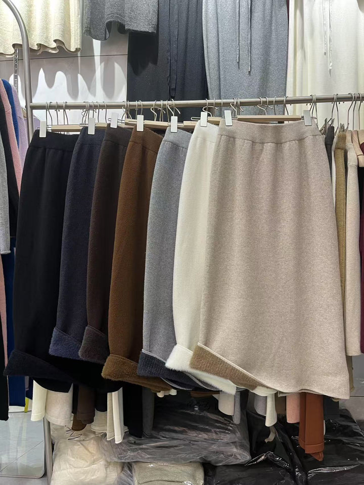 Kvinders elegante maxi nederdel lavet af høj kvalitet strikstof Stilla