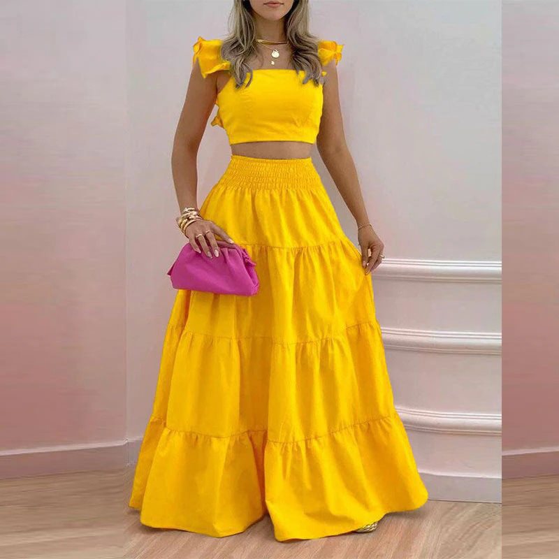 Dame Boho-maxikjole med voluminøs nederdel og off-shoulder overdel Stilla