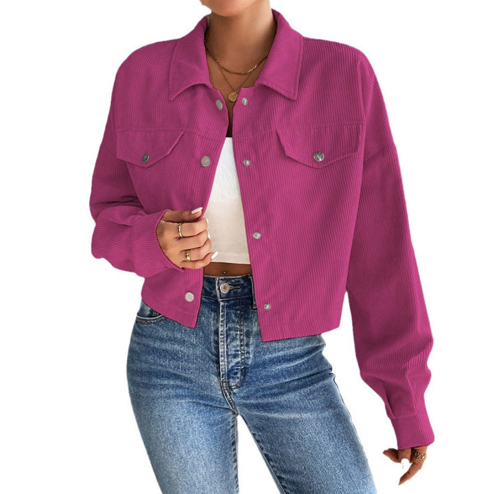 Dame Cordjakke i cropped design Stilla
