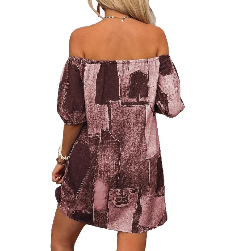 Dame Off-Shoulder Denim Shift Kjole Stilla