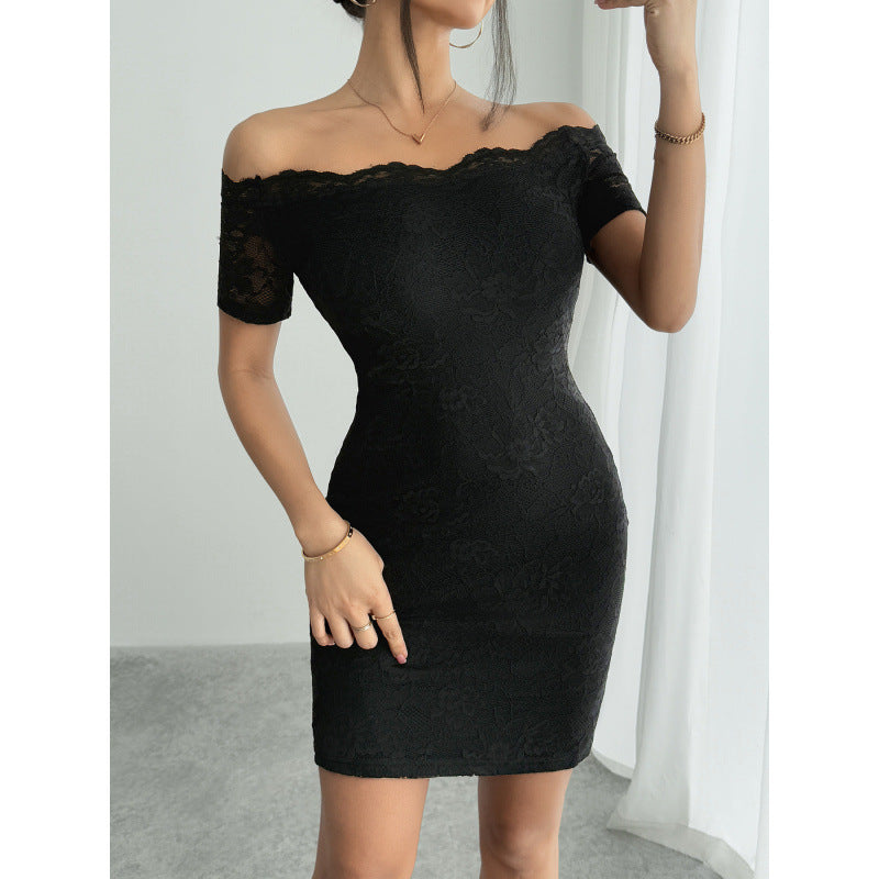Damen Off-Shoulder Spitzenkleid Skovae