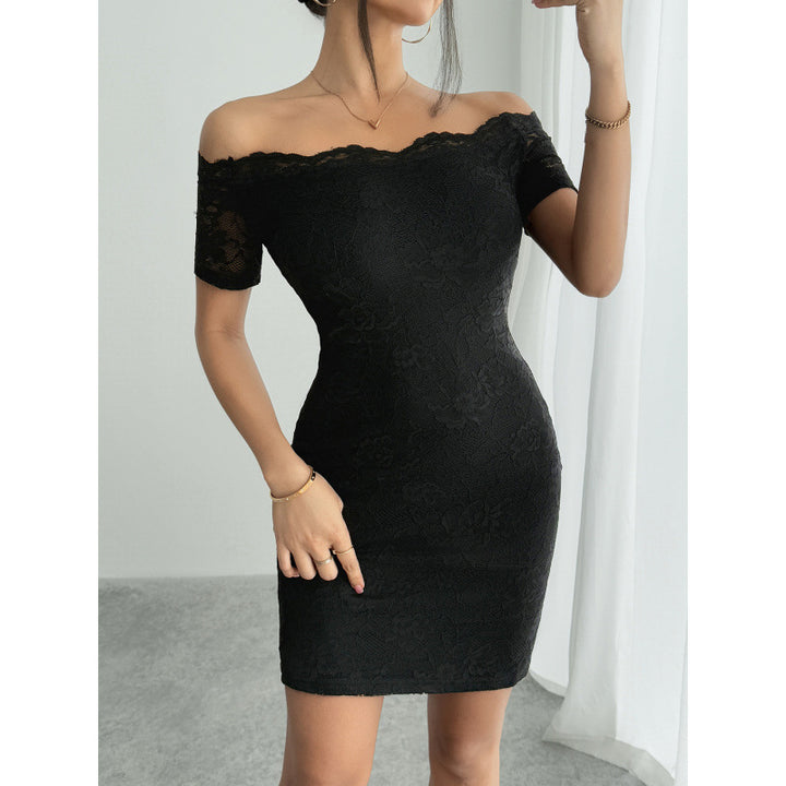 Damen Off-Shoulder Spitzenkleid Skovae